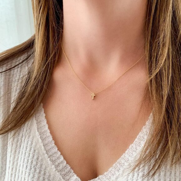⚡Gold Plated CZ Diamond Cross Necklace for Women Stainless Steel Faith Pendant - Picture 2 of 7